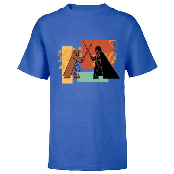 Star Wars Obi-Wan Kenobi Darth Vader Duel Cartoon - Short Sleeve T-Shirt for Kids - Customized-Royal
