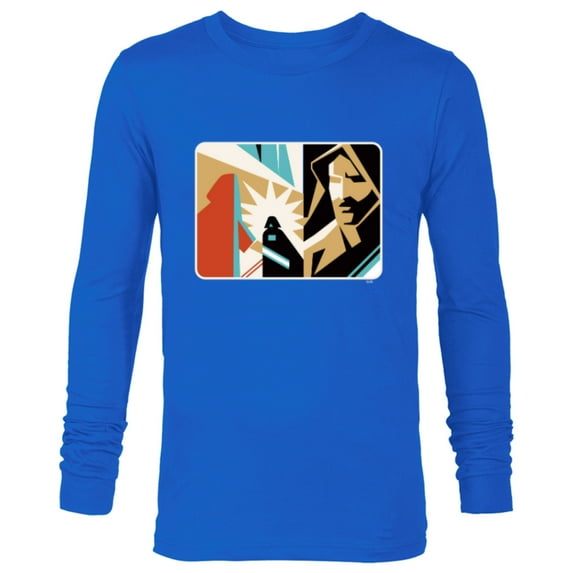 Star Wars Obi-Wan Kenobi Darth Vader Duel Cutout - Long Sleeve T-Shirt for Men - Customized-Navy