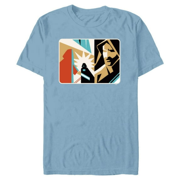 Star Wars Obi-Wan Kenobi Darth Vader Duel Cutout - Short Sleeve Blended T-Shirt for Adults - Customized-Ocean Blue