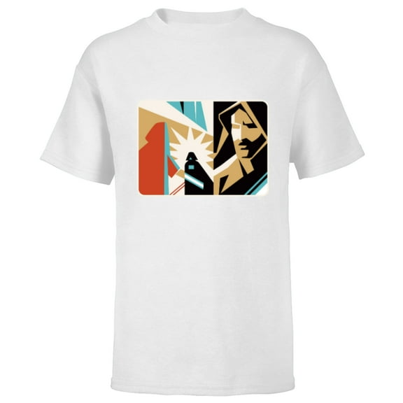 Star Wars Obi-Wan Kenobi Darth Vader Duel Cutout - Short Sleeve T-Shirt for Kids - Customized-White