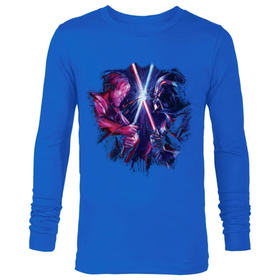 Star Wars Obi-Wan Kenobi Darth Vader Duel Painted - Long Sleeve T-Shirt for Men - Customized-Navy