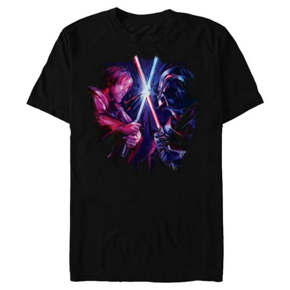 Star Wars Obi-Wan Kenobi Darth Vader Duel Painted - Short Sleeve Blended T-Shirt for Adults - Customized-Black