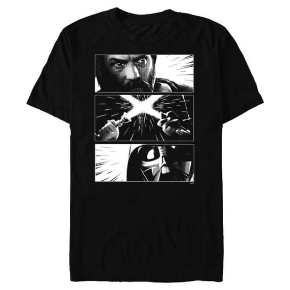 Star Wars Obi-Wan Kenobi Jedi vs Sith Battle Panels - Short Sleeve Blended T-Shirt for Adults - Customized-Black