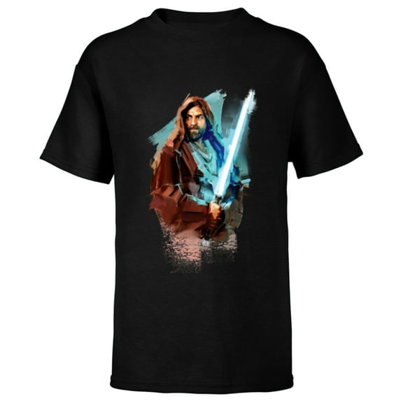 Star Wars Obi-Wan Kenobi Lightsaber - Short Sleeve T-Shirt for Kids - Customized-Black