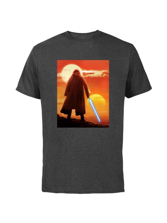 Obi-Wan Kenobi Lightsaber Twin Suns - Short Sleeve Cotton T-Shirt for Adults - Customized-Charcoal