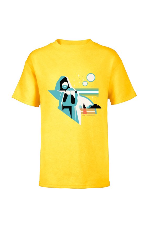 Obi-Wan Kenobi Tatooine Use the Force - Short Sleeve T-Shirt for Kids - Customized-Yellow