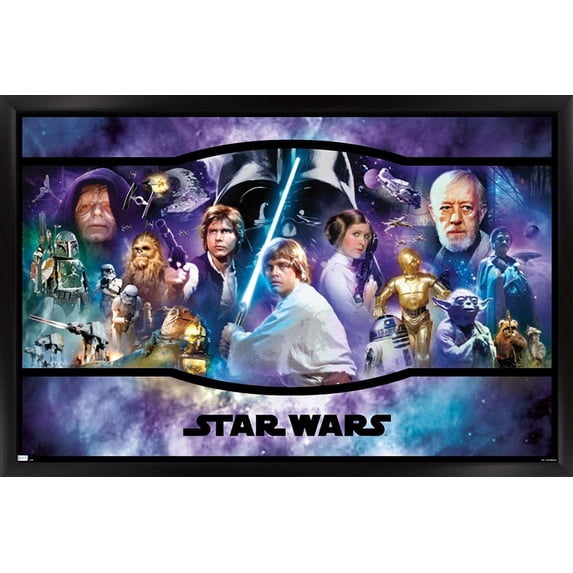 Star Wars: Original Trilogy - Banner Wall Poster, 14.725" x 22.375", Framed