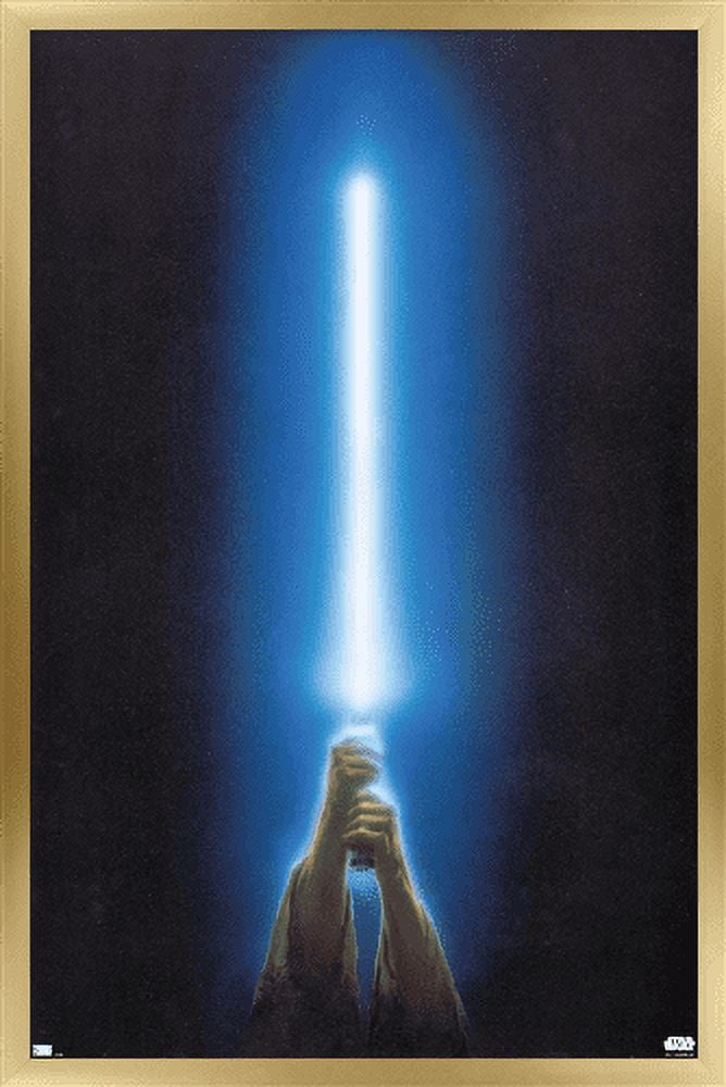 Star Wars: Original Trilogy - Blue Lightsaber Wall Poster, 14.725" x 22.375", Framed