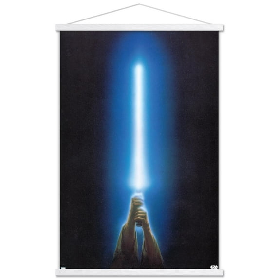Star Wars: Original Trilogy - Blue Lightsaber Wall Poster with Wooden Magnetic Frame, 22.375" x 34"