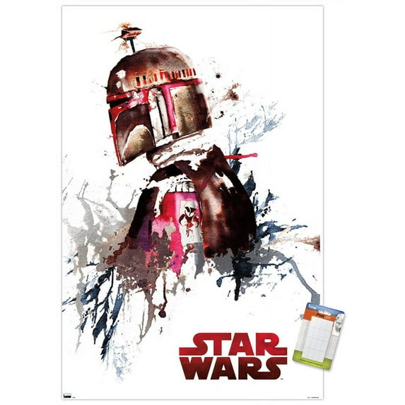 Star Wars: Original Trilogy - Boba Fett Watercolor Wall Poster, 14.725" x 22.375"