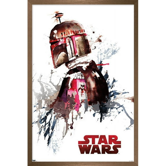 Star Wars: Original Trilogy - Boba Fett Watercolor Wall Poster, 22.375" x 34", Framed