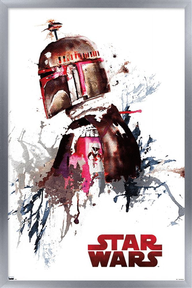 Star Wars: Original Trilogy - Boba Fett Watercolor Wall Poster, 22.375" x 34", Framed