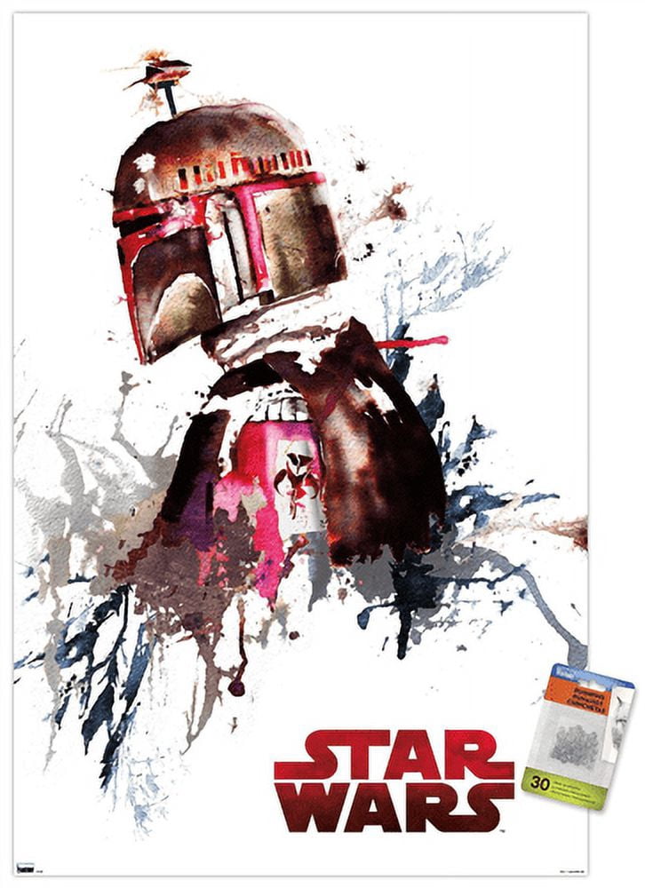 Star Wars: Original Trilogy - Boba Fett Watercolor Wall Poster with Pushpins, 22.375" x 34"