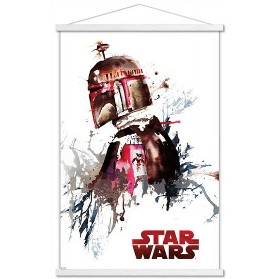 Star Wars: Original Trilogy - Boba Fett Watercolor Wall Poster with Wooden Magnetic Frame, 22.375" x 34"