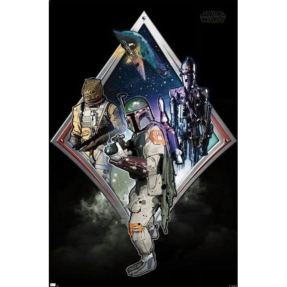 Star Wars: Original Trilogy - Bounty Hunters Badge Wall Poster, 14.725" x 22.375"