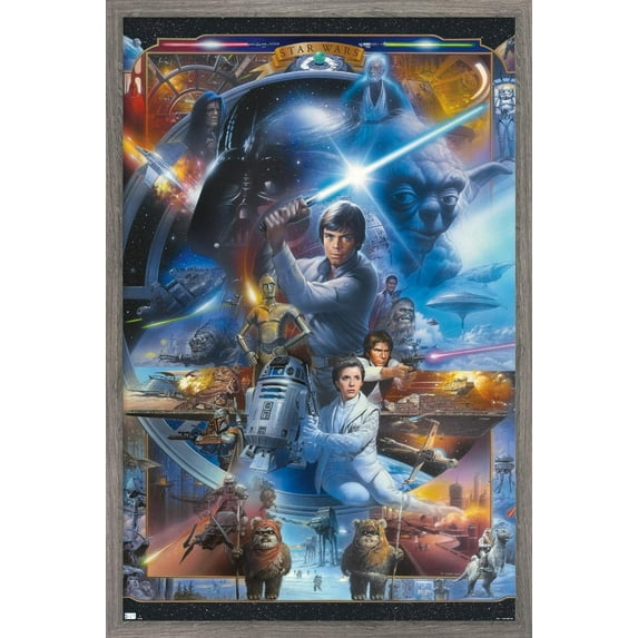 Star Wars: Original Trilogy - Collage Wall Poster, 22.375" x 34", Framed