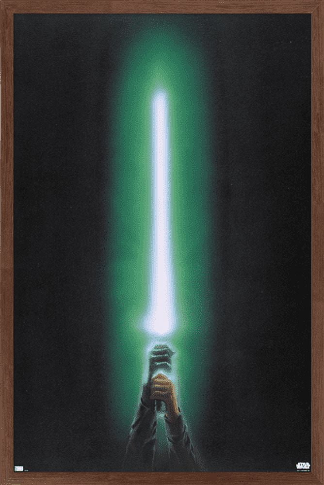 Star Wars: Original Trilogy - Green Lightsaber Wall Poster, 22.375" x 34", Framed