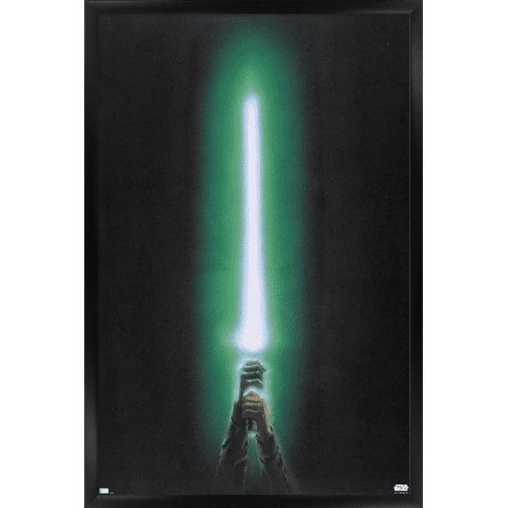 Star Wars: Original Trilogy - Green Lightsaber Wall Poster, 22.375" x 34", Framed