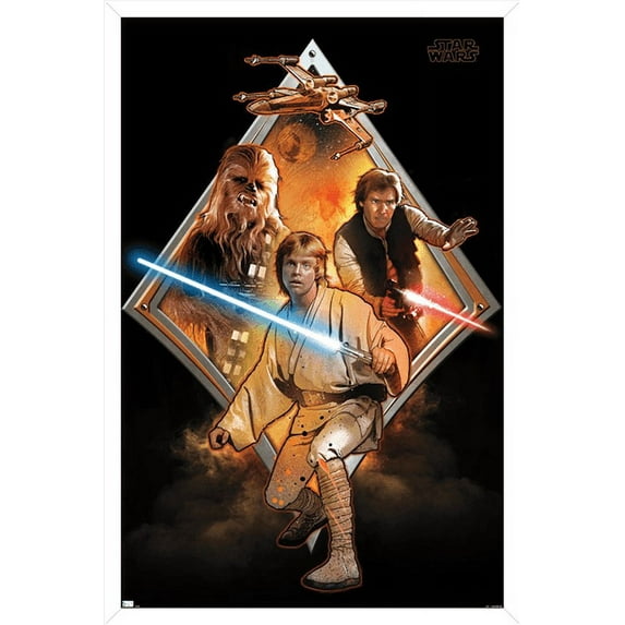 Star Wars: Original Trilogy - Heroes Badge Wall Poster, 14.725" x 22.375", Framed