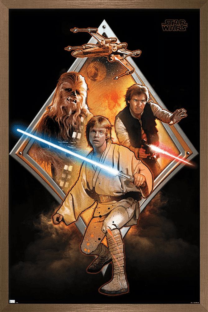 Star Wars: Original Trilogy - Heroes Badge Wall Poster, 14.725" x 22.375", Framed
