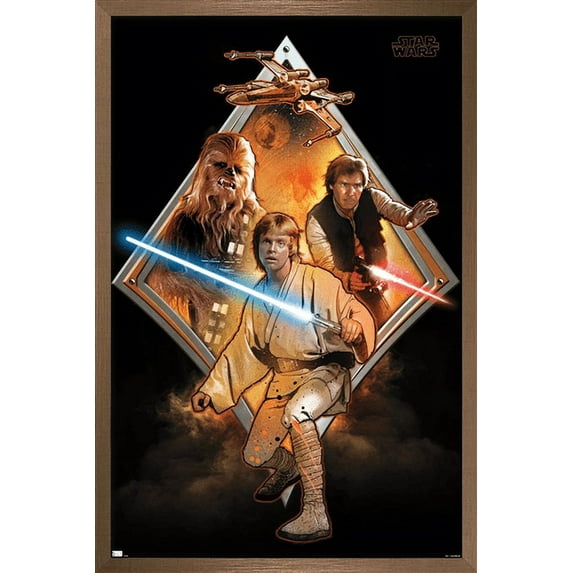 Star Wars: Original Trilogy - Heroes Badge Wall Poster, 14.725" x 22.375", Framed