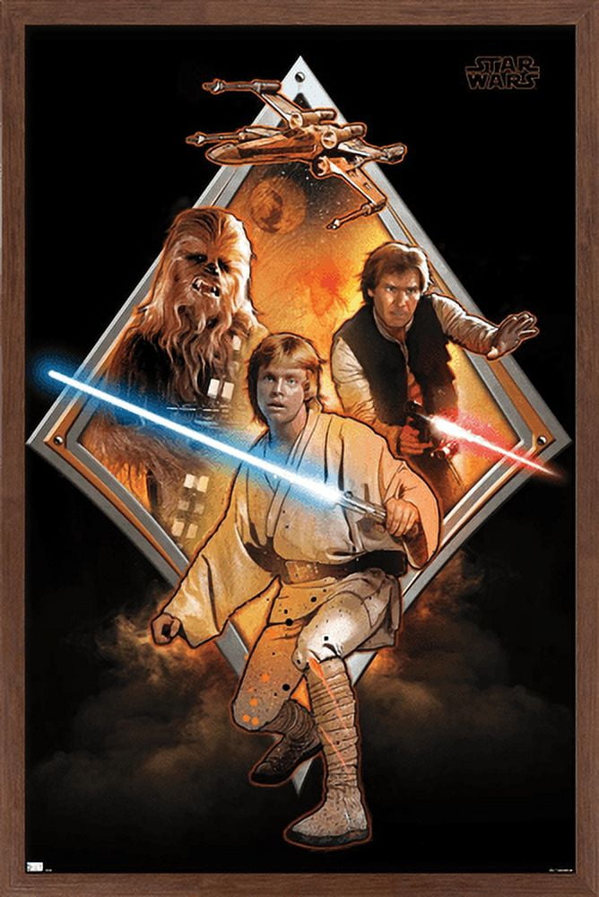 Star Wars: Original Trilogy - Heroes Badge Wall Poster, 22.375" x 34", Framed