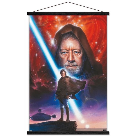 Star Wars: Original Trilogy - Mentor Wall Poster with Wooden Magnetic Frame, 22.375" x 34"