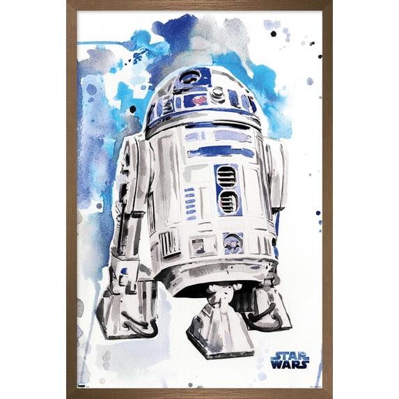 Star Wars: Original Trilogy - R2D2 Watercolor Wall Poster, 14.725" x 22.375", Framed