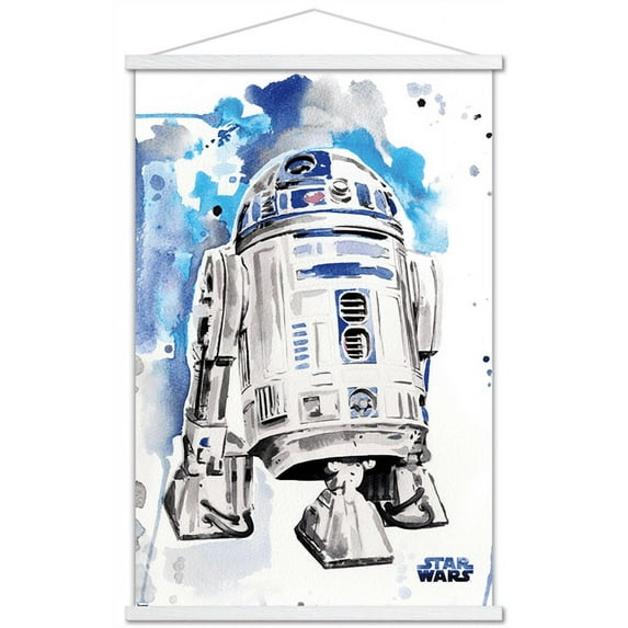Star Wars: Original Trilogy - R2D2 Watercolor Wall Poster with Wooden Magnetic Frame, 22.375" x 34"