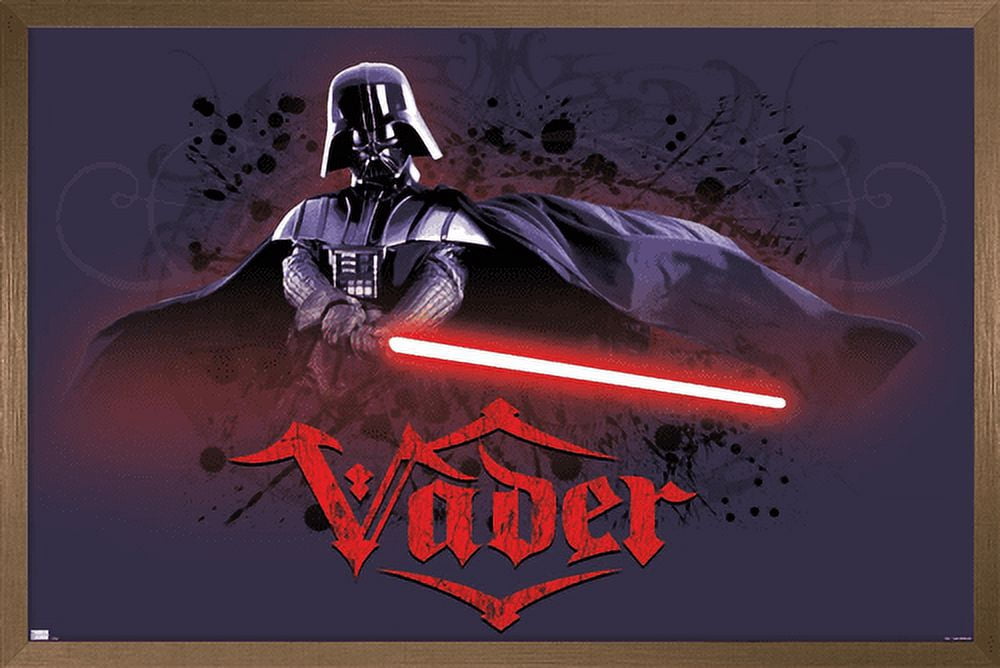Star Wars: Original Trilogy - Vader Calligraphy Wall Poster, 14.725" x 22.375", Framed