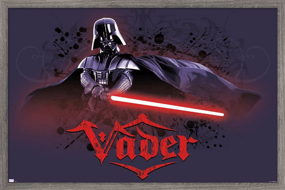 Star Wars: Original Trilogy - Vader Calligraphy Wall Poster, 14.725" x 22.375", Framed