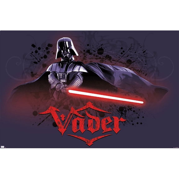 Star Wars: Original Trilogy - Vader Calligraphy Wall Poster, 14.725" x 22.375"