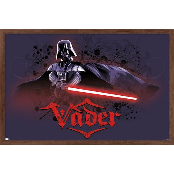 Star Wars: Original Trilogy - Vader Calligraphy Wall Poster, 22.375" x 34", Framed