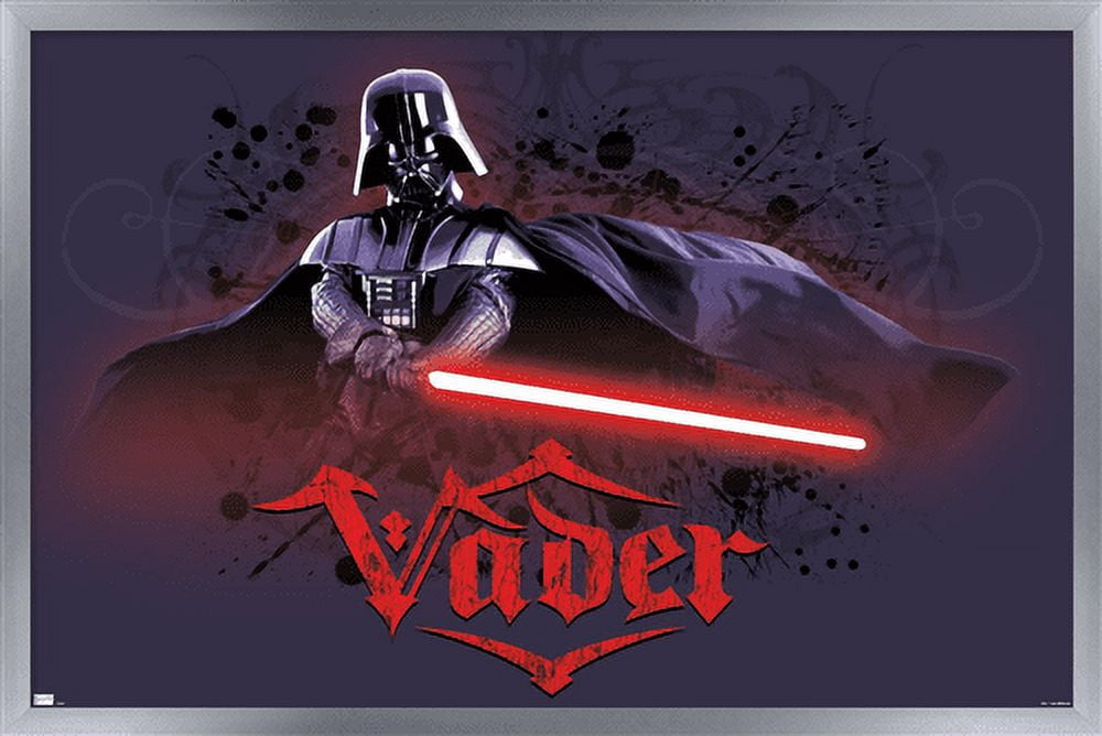 Star Wars: Original Trilogy - Vader Calligraphy Wall Poster, 22.375" x 34", Framed