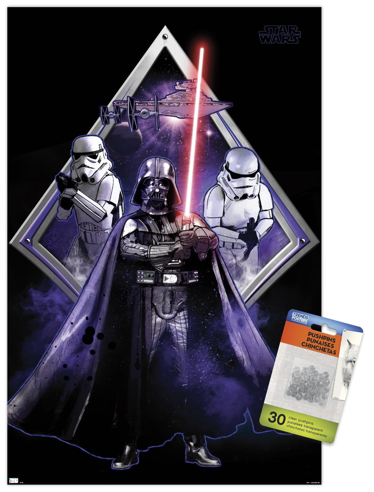 Star Wars: Original Trilogy - Villains Badge Wall Poster with Pushpins, 14.725" x 22.375"