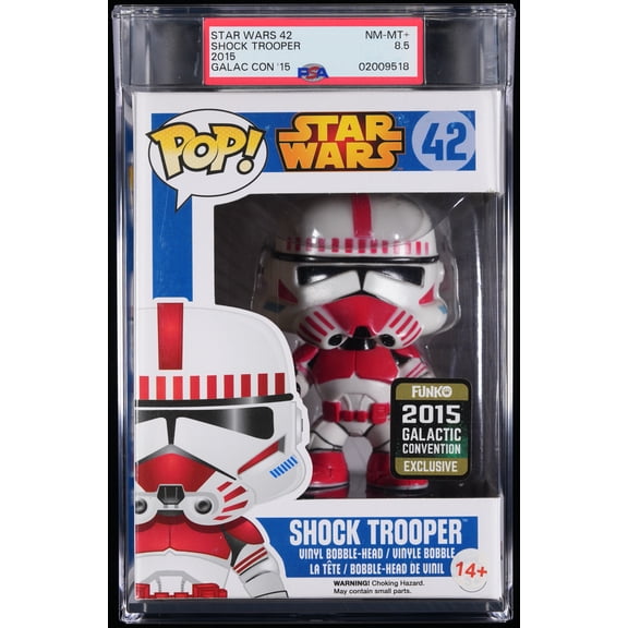 Star Wars, PSA Graded 8.5 NM-MT+, Shock Trooper Collectible Vinyl Figure #42, Fully Encapsulated Bundle with Compatible Funko Pop! PSA Hard Protector Case