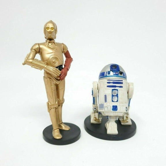 Star Wars PVC Figures C3P0 & R2D2 Cake Topper 4" Disney Set of 2 Figurines NEW