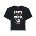 thumbnail image 1 of Star Wars - Party Like A Rebel - Juniors Cropped Tee, 1 of 5