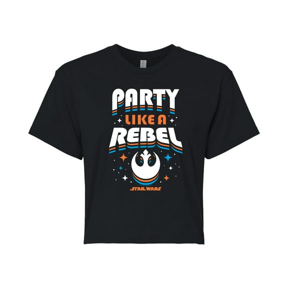 Star Wars - Party Like A Rebel - Juniors Cropped Tee