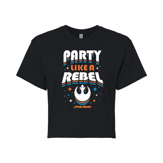 Star Wars - Party Like A Rebel - Juniors Cropped Tee