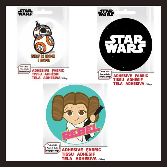 Star Wars Patch Bundle - Princess Leia "Rebel," Star Wars Logo, BB-8 - Premium Adhesive Fabric Patches for Backpacks, Clothing, and More