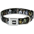 thumbnail image 1 of Star Wars Pet Collar, Dog Collar Metal Seatbelt Buckle, Star Wars Classic Character Poses Black, 9.5 to 13 Inches 1.0 Inch Wide, 1 of 8