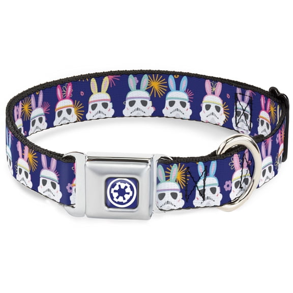 Star Wars Pet Collar, Dog Collar Metal Seatbelt Buckle, Star Wars Holiday Stormtrooper Easter Bunny Ears Purple, 11 to 16.5 Inches 1.0 Inch Wide