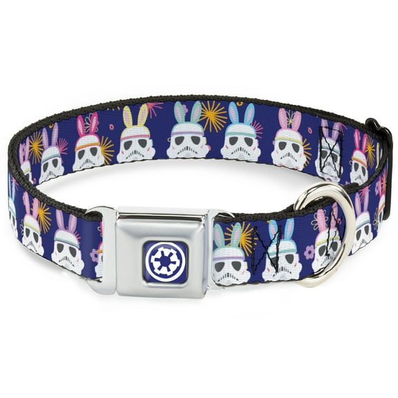 Star Wars Pet Collar, Dog Collar Metal Seatbelt Buckle, Star Wars Holiday Stormtrooper Easter Bunny Ears Purple, 9.5 to 13 Inches 1.0 Inch Wide