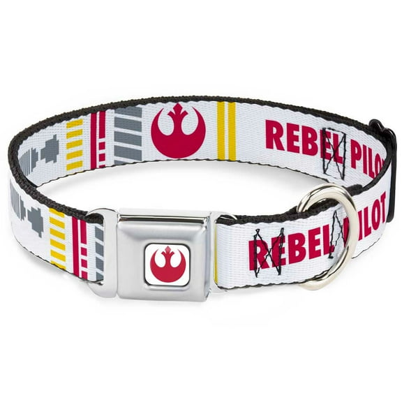 Star Wars Pet Collar, Dog Collar Metal Seatbelt Buckle, Star Wars Rebel Pilot Rebel Alliance Insignia X Wing Fighter, 15 to 24 Inches 1.0 Inch Wide
