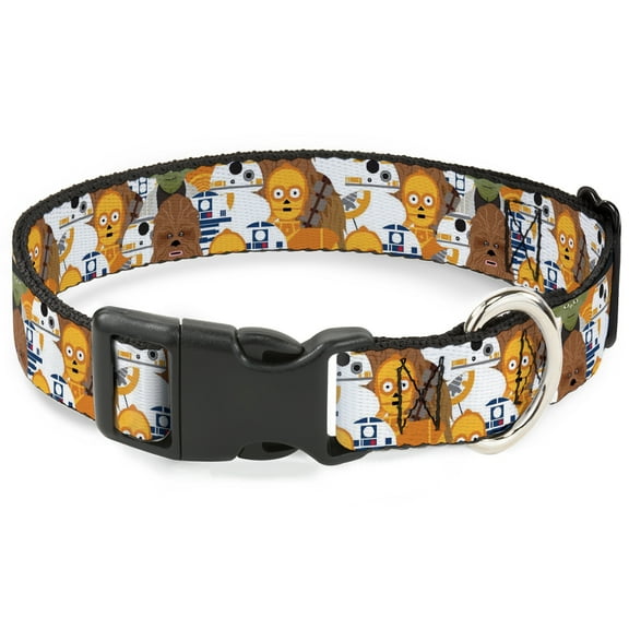 Star Wars Pet Collar, Dog Collar Plastic Buckle, Star Wars 5 Character Poses Stacked, 7 to 8.5 Inches 0.5 Inch Wide