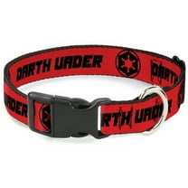 Star Wars Pet Collar, Dog Collar Plastic Buckle, Star Wars Darth Vader Text and Galactic Empire Logo Red Black, 7 to 8.5 Inches 0.5 Inch Wide