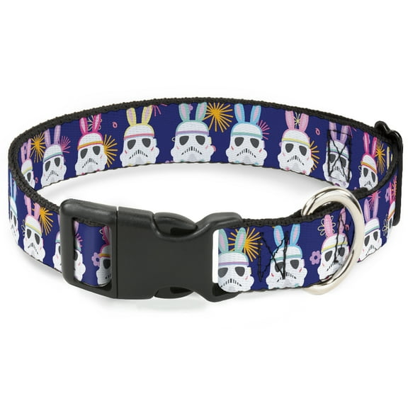 Star Wars Pet Collar, Dog Collar Plastic Buckle, Star Wars Holiday Stormtrooper Easter Bunny Ears Purple, 7 to 8.5 Inches 0.5 Inch Wide
