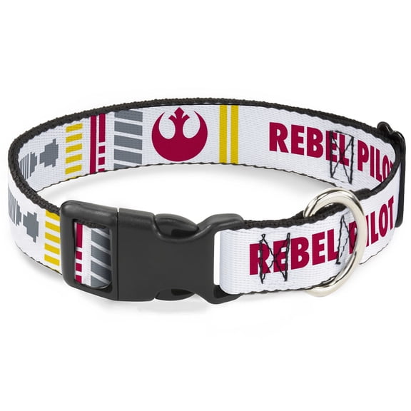 Star Wars Pet Collar, Dog Collar Plastic Buckle, Star Wars Rebel Pilot Rebel Alliance Insignia X Wing Fighter, 16 to 23 Inches 1.5 Inch Wide