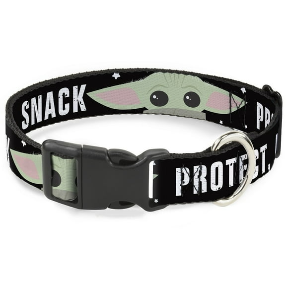 Star Wars Pet Collar, Dog Collar Plastic Buckle, Star Wars The Child Chibi Face Protect Attack Snack, 7 to 8.5 Inches 0.5 Inch Wide